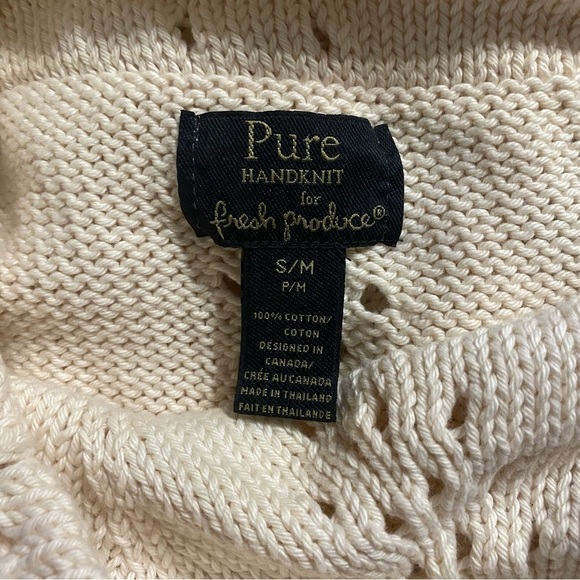 Pure Handknit For Fresh Produce Cream Cotton Cowl Neck Sweater - Picture 4 of 4
